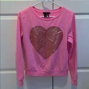 Forever 21 long sleeve pink shirt with gold heart